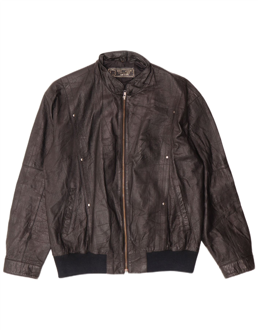 Męska kurtka skórzana ESCO IT 52 XL, czarna skóra