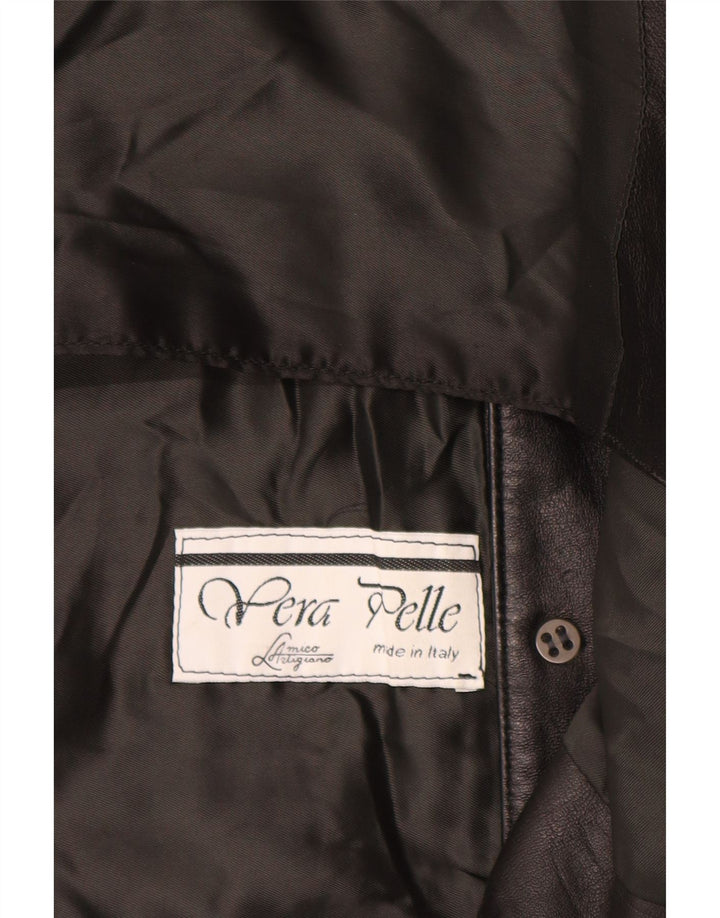 Vintage męska skórzana kamizelka duża czarna skóra