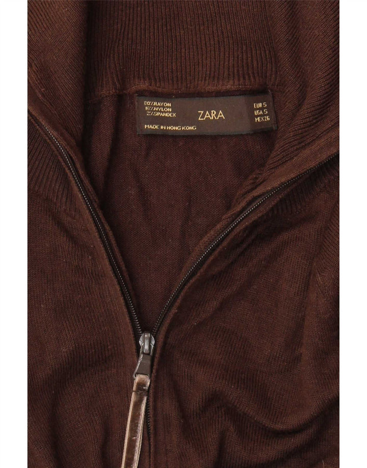 Sweter damski Zara Cardigan UK 8 Small Brown Rayon