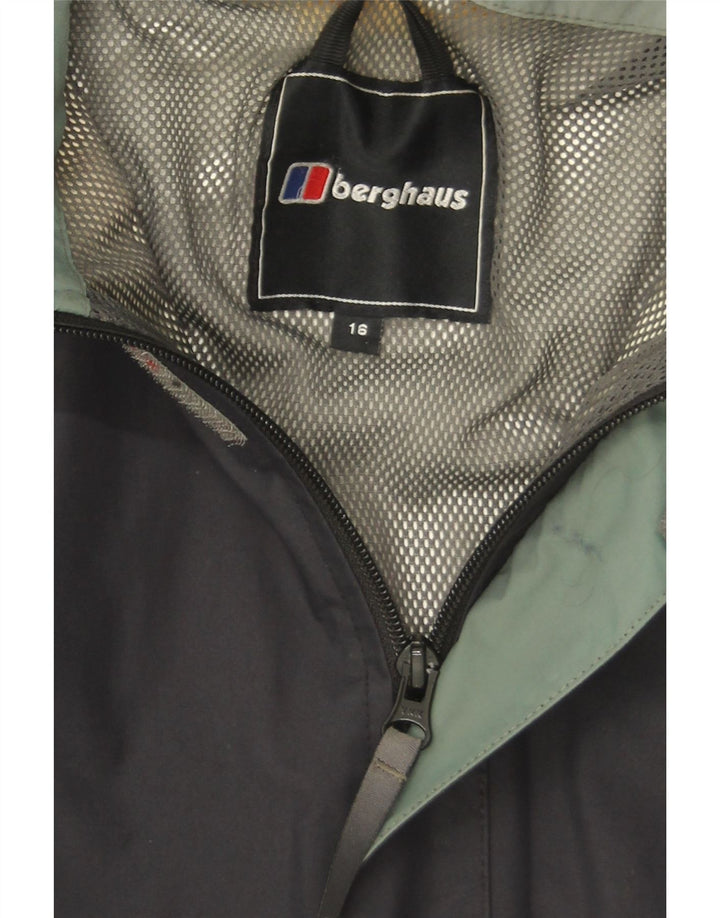 Damska kurtka przeciwdeszczowa z kapturem Berghaus UK 16, duża granatowa, poliamidowa