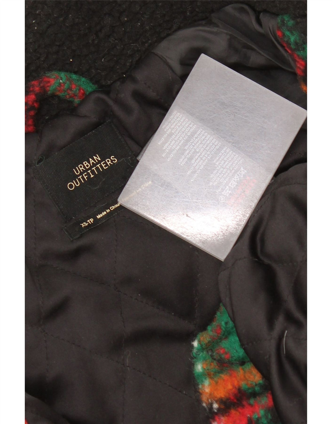 Urban Outfitters Damska krótka kurtka bomberka oversize UK 6 XS w zieloną kratę