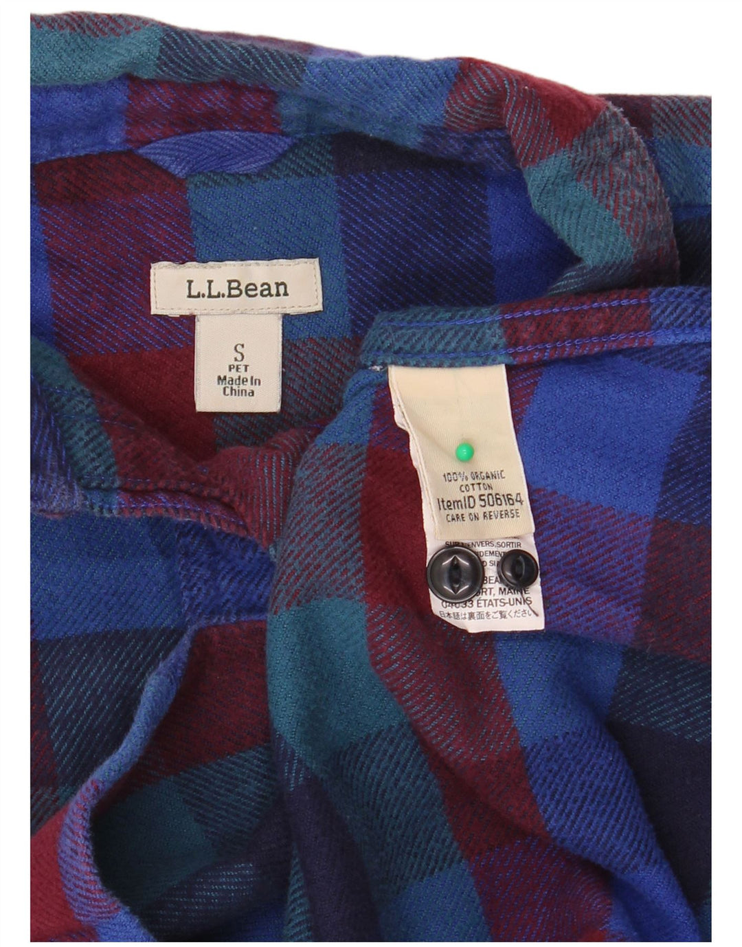 L.L.BEAN Damska koszula flanelowa oversize UK 10 w małą wielobarwną kratę