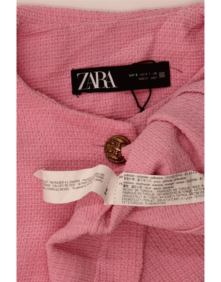 Sweter damski Zara Crop Cardigan UK 10, mały, różowy poliester