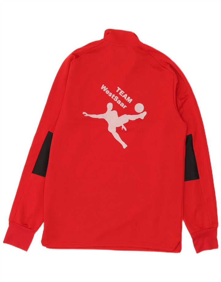 Męski dres Adidas z grafiką i zamkiem błyskawicznym, średni czerwony poliester