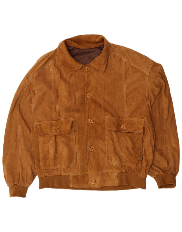 Vintage męska zamszowa kurtka bomber UK 44 2XL brązowa