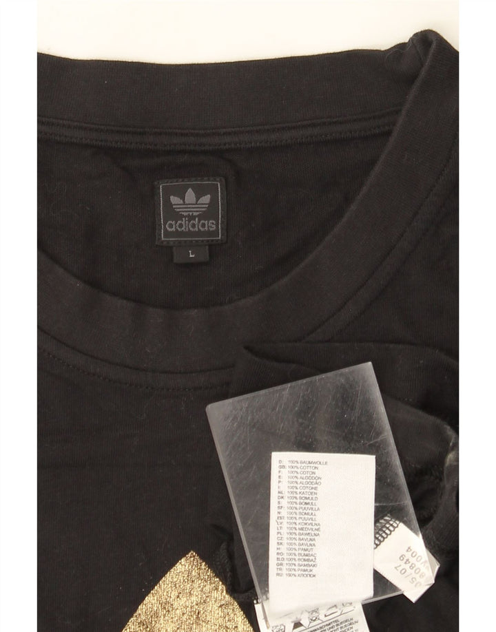 Męska koszulka z grafiką Adidas, duża, czarna, bawełniana