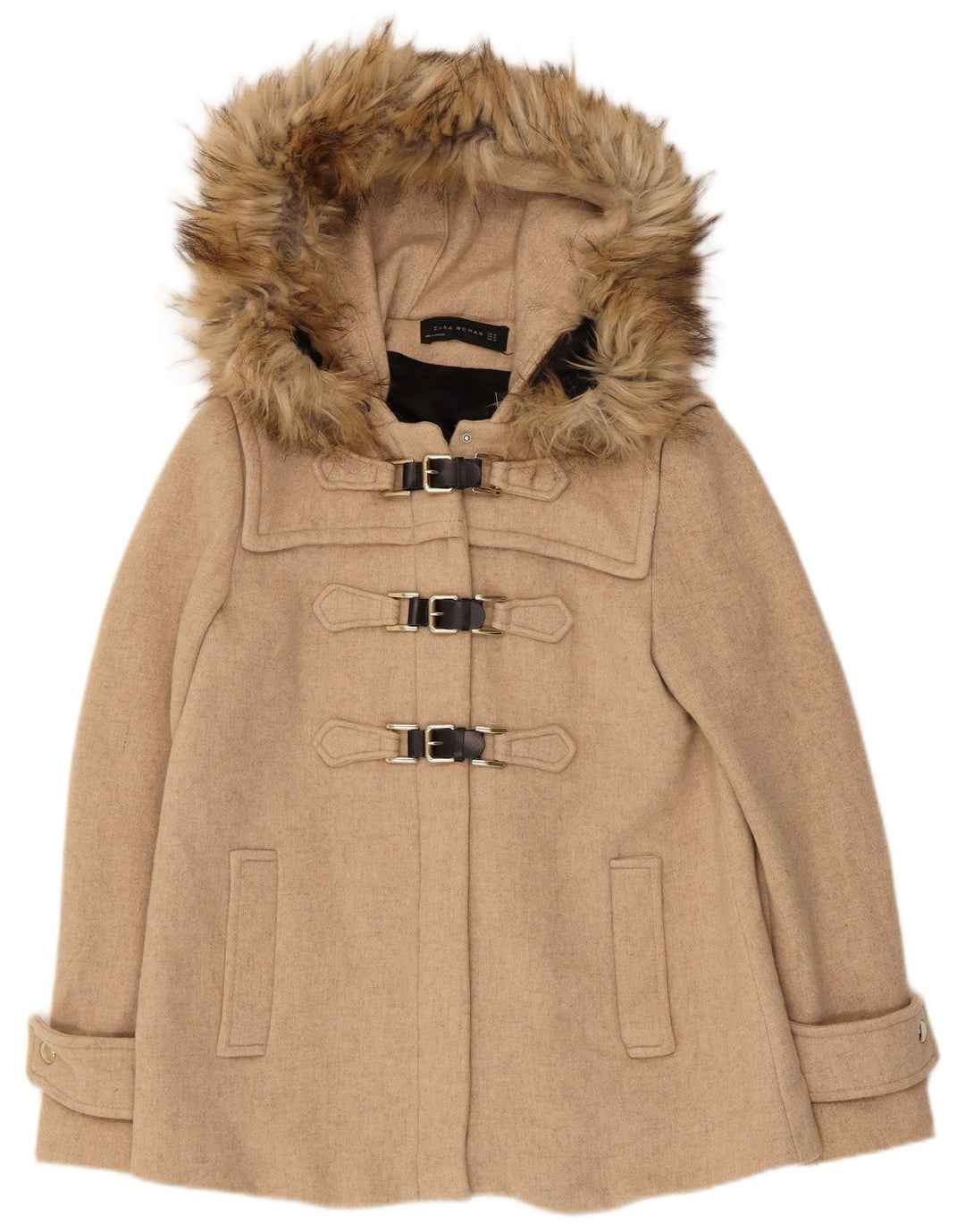 Damski płaszcz oversize z kapturem Zara UK 6 XS, beżowy