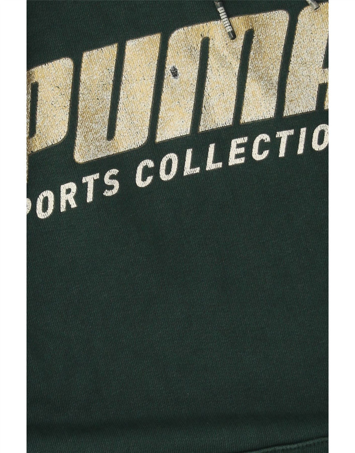 Męski sweter z kapturem i grafiką PUMA, mały, zielony, bawełniany