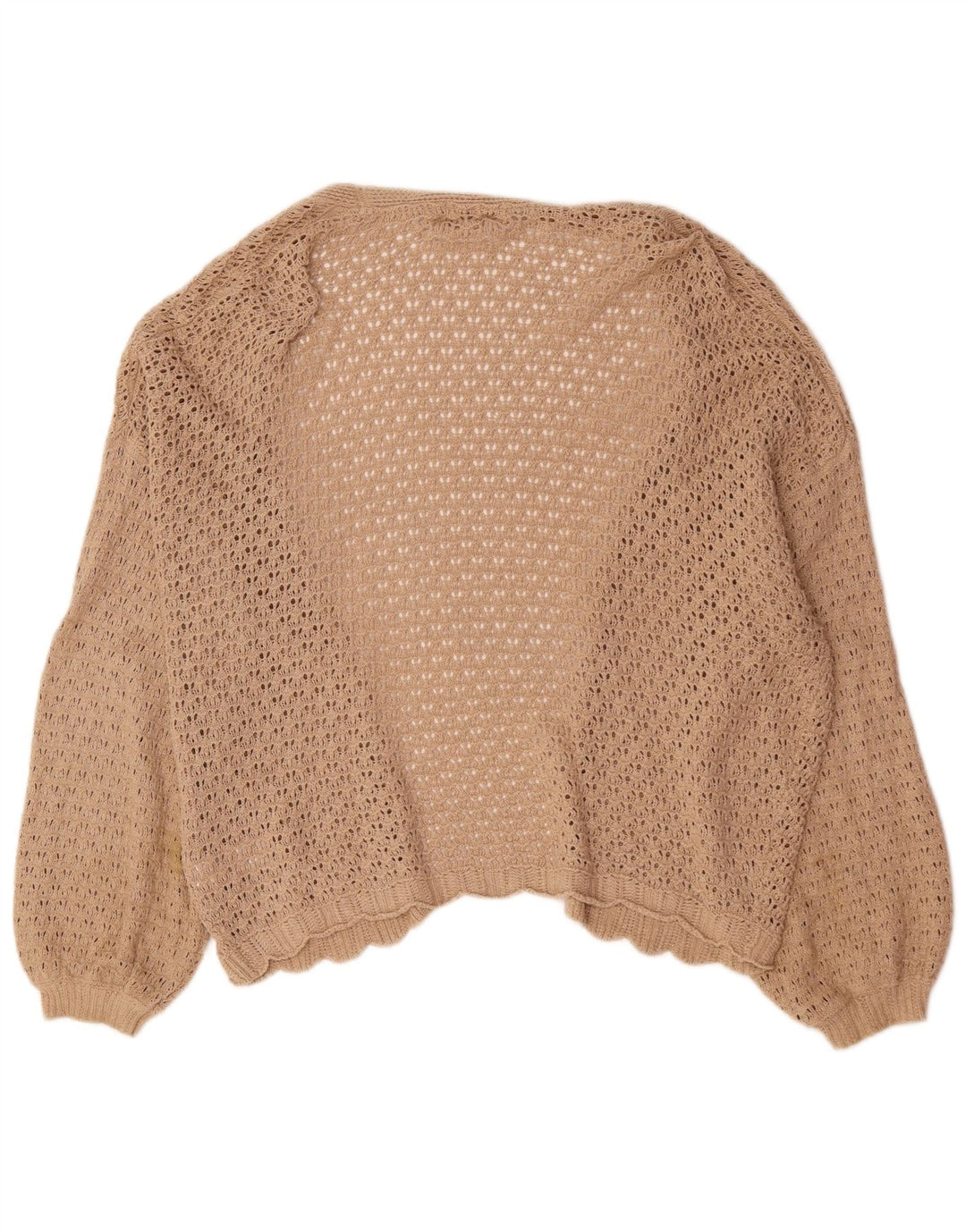 Damski sweter oversize z otwartym kardiganem Zara UK 16, duży, beżowy, bawełniany
