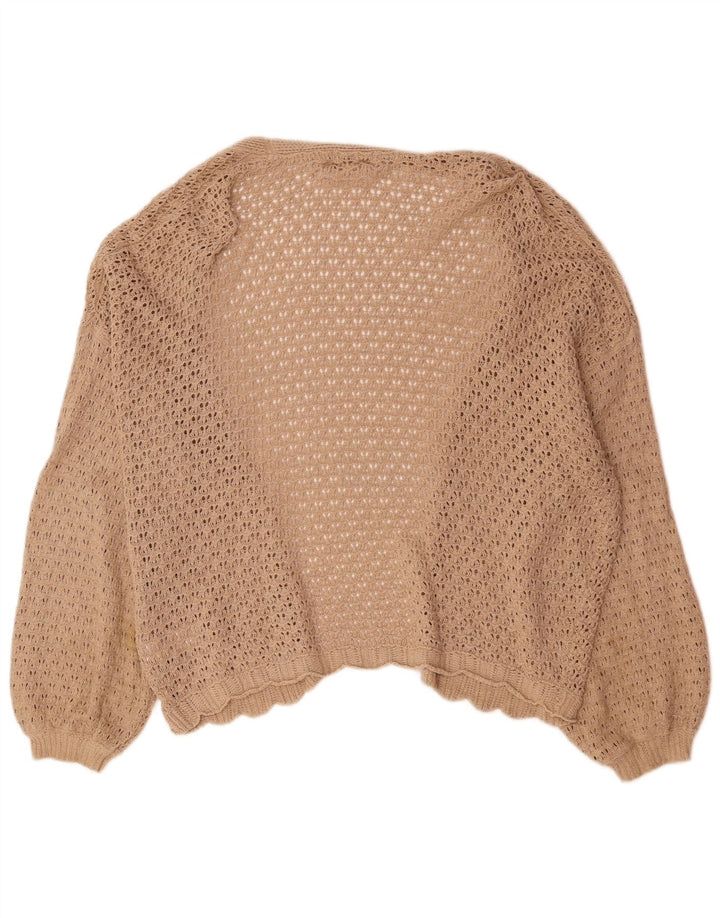 Damski sweter oversize z otwartym kardiganem Zara UK 16, duży, beżowy, bawełniany