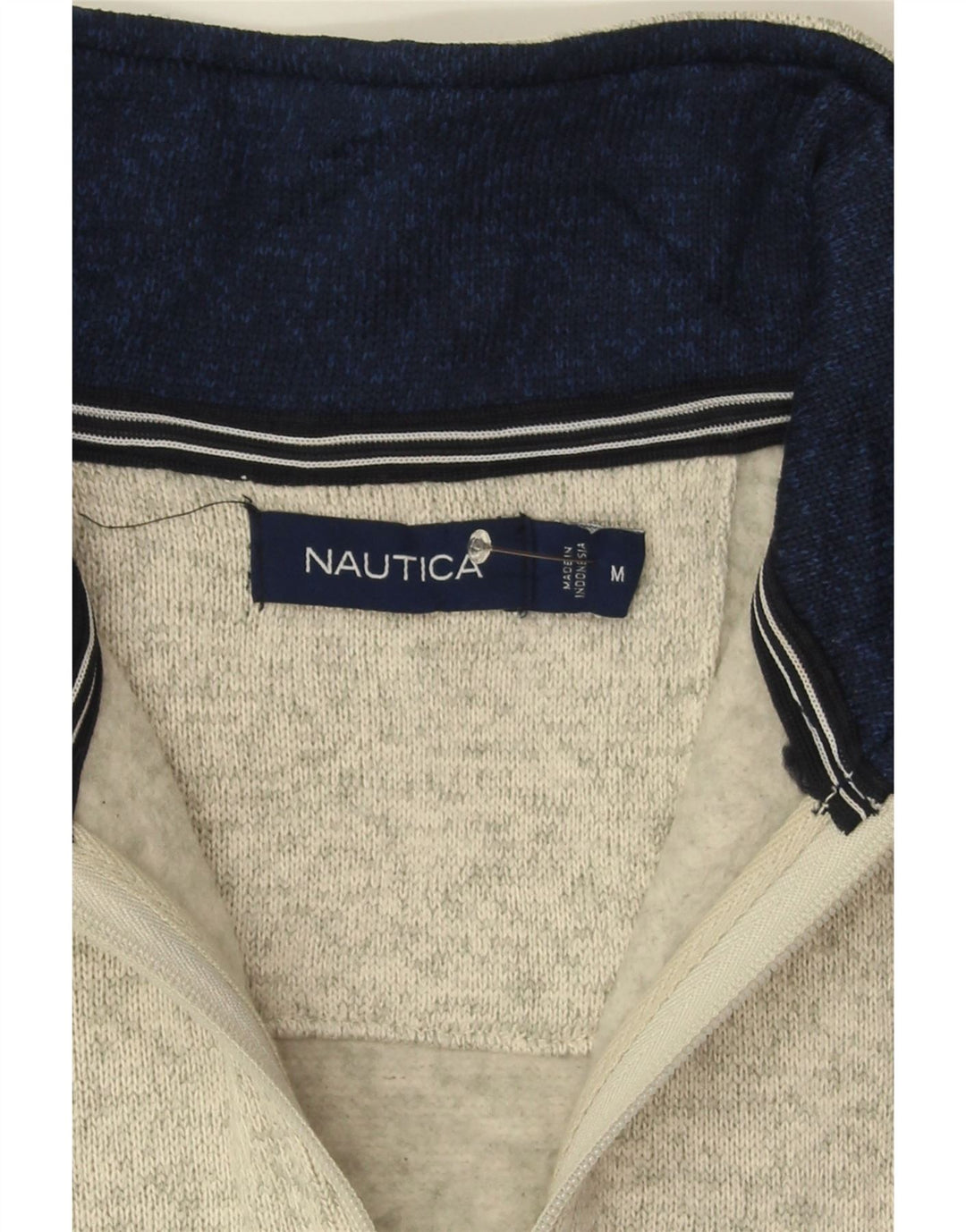 NAUTICA Mens Zip Neck Sweatshirt Jumper Medium Grey Flecked Polyester Vintage Nautica and Second-Hand Nautica from Messina Hembry 