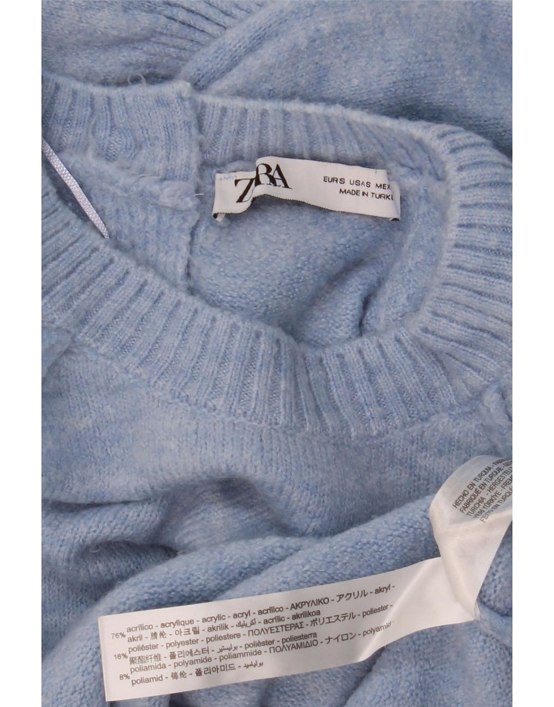 Sweter damski ZARA Crop Oversize z okrągłym dekoltem UK 10 Small Blue