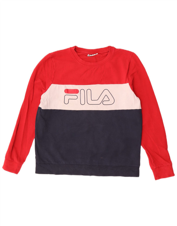 Damski sweter z grafiką Fila UK 16, duży, wielokolorowy blok kolorów
