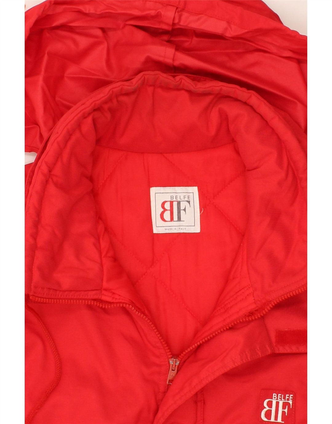 BELFE Mens Hooded Windbreaker Jacket IT 54 2XL Red Vintage Belfe and Second-Hand Belfe from Messina Hembry 