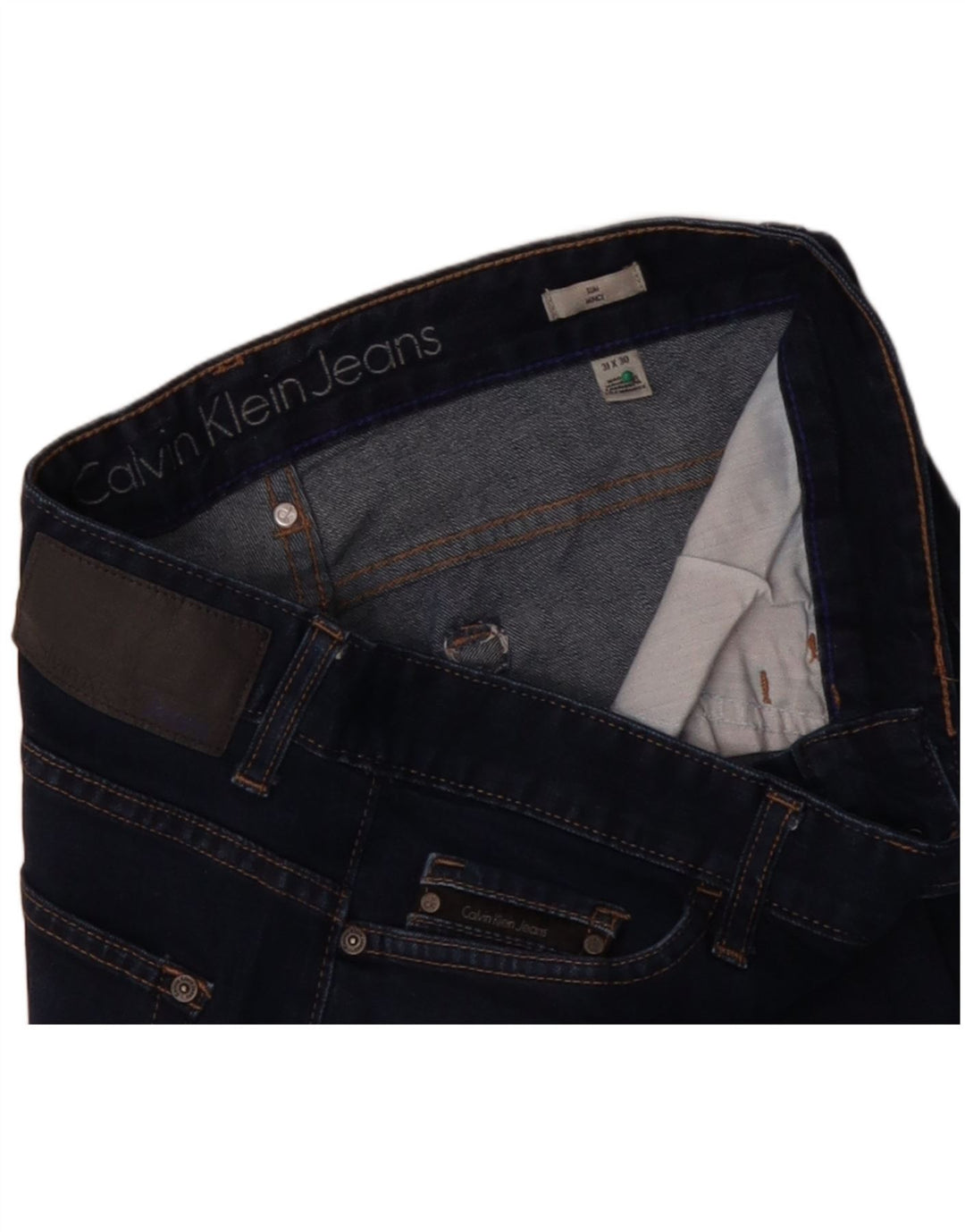 CALVIN KLEIN Męskie proste dżinsy W31 L27 Granatowe, bawełniane