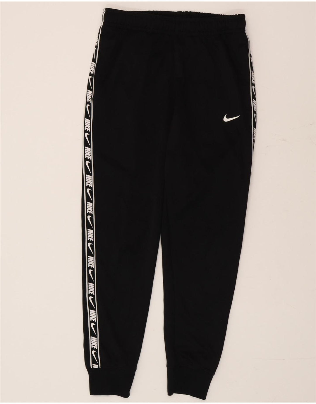 Męskie spodnie dresowe Nike Dri Fit z grafiką, małe, czarne, poliestrowe