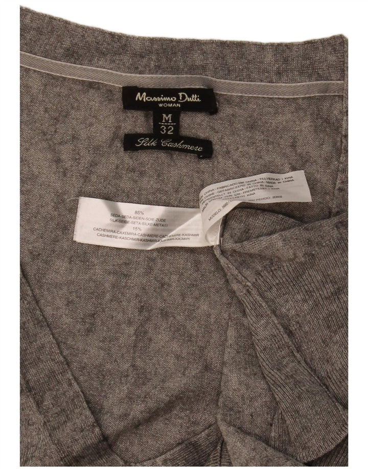 Sweter damski Massimo Dutti z dekoltem w kształcie litery V, UK 12, średni szary jedwab