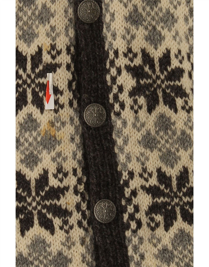 Vintage męski sweter rozpinany, mały, szary Fair Isle
