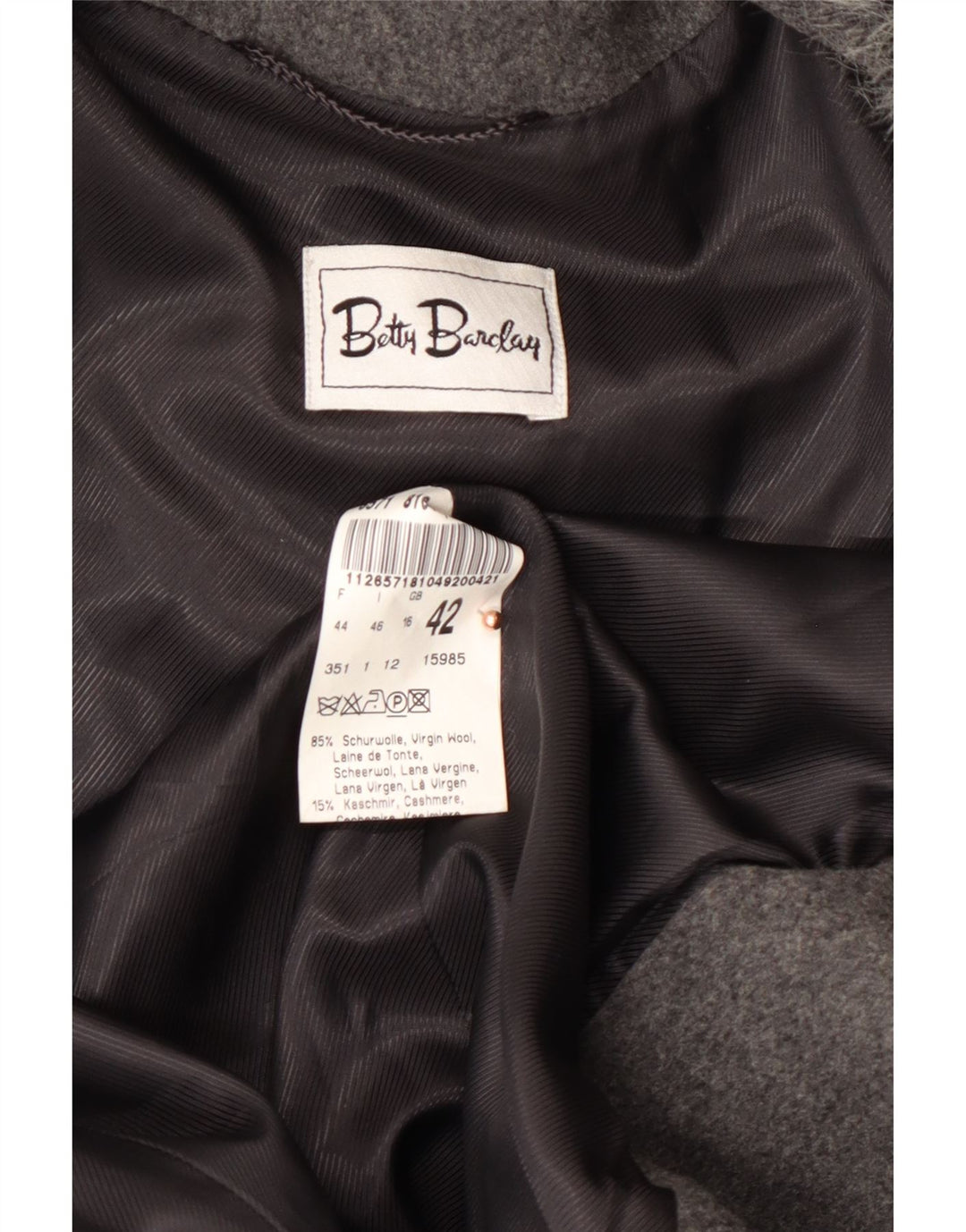 Płaszcz damski BETTY BARCLAY UK 16, duży, szary, nowa wełna