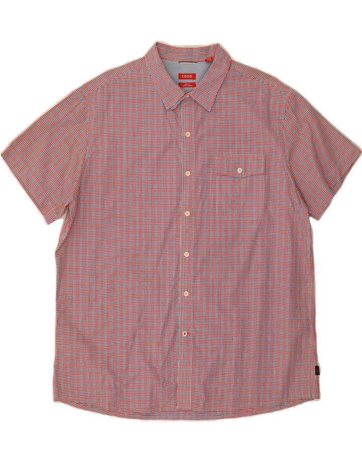 IZOD Mens Slim Fit Short Sleeve Shirt XL Multicoloured Check Cotton Vintage Izod and Second-Hand Izod from Messina Hembry 