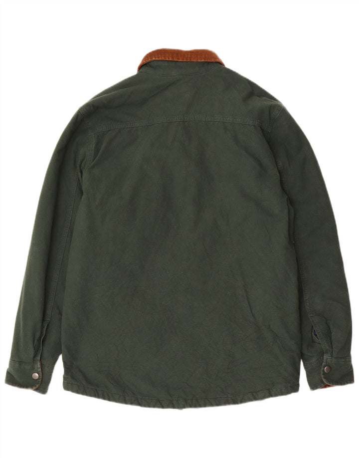 Męska koszula drwala Lands End UK 36, mała, bawełniana w kolorze khaki