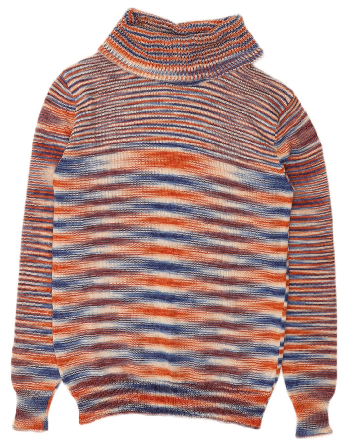 Sweter damski VINTAGE z wywijanym dekoltem UK 10 w małe wielokolorowe paski