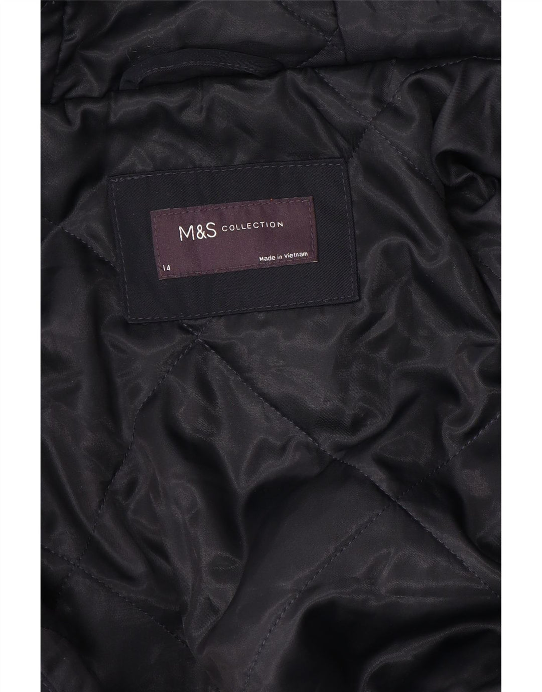 Marks & Spencer Damski płaszcz wiatrówkowy z kapturem UK 14, średni granatowy