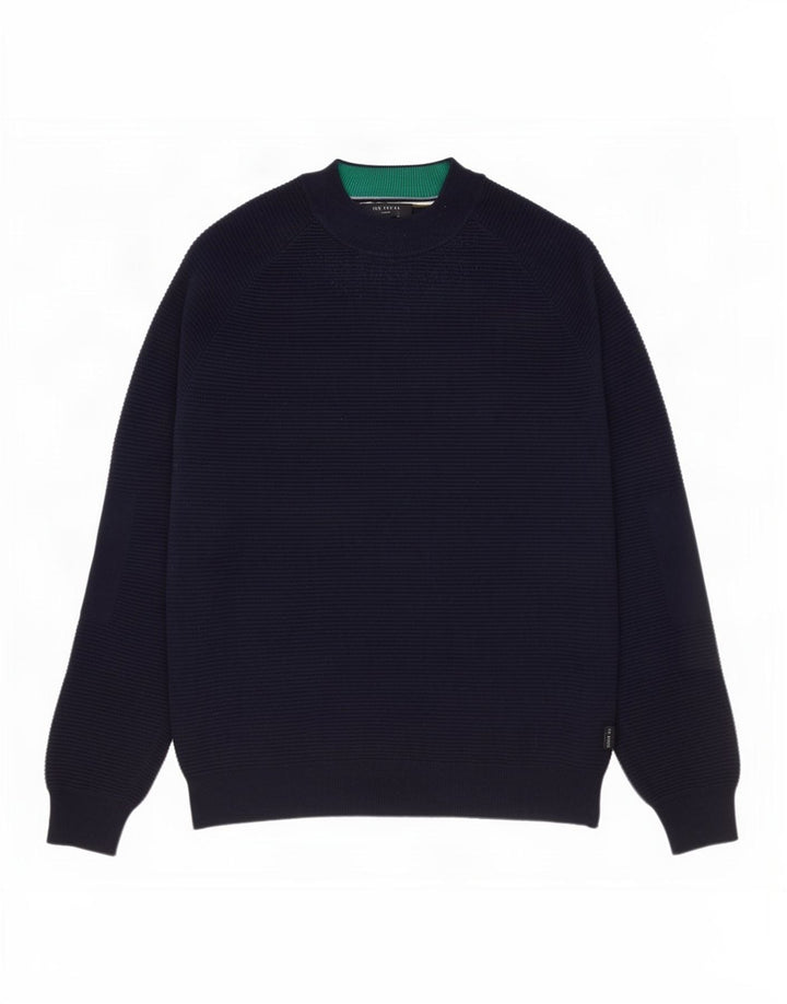 Ted Baker Męski sweter z golfem, rozmiar 3, średni granatowy, bawełniany