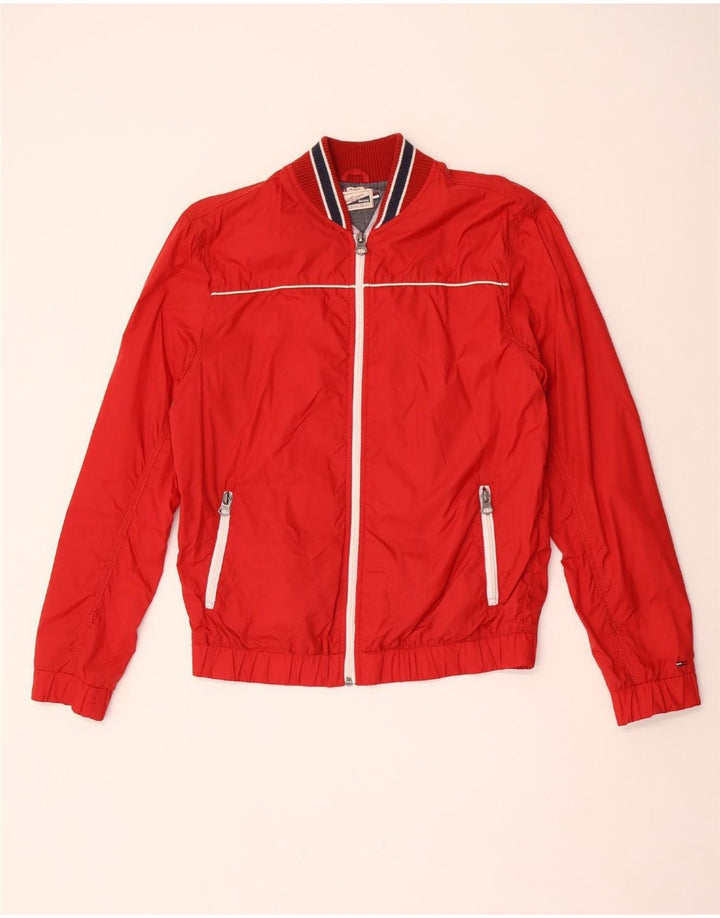 Męska kurtka bomberka Tommy Hilfiger UK 38, nylon w średnie czerwone paski