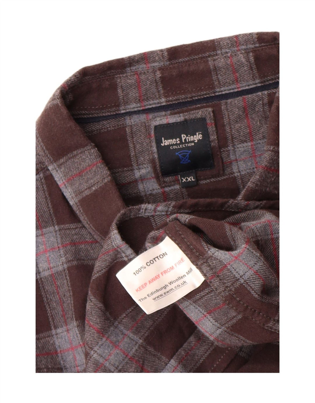 Męska koszula flanelowa James Pringle 2XL, bawełniana brązowa krata