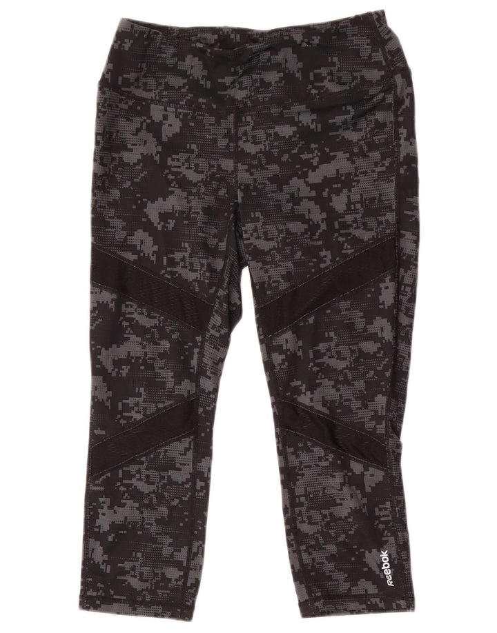 Damskie legginsy Reebok Capri UK 8, mały, czarny kamuflaż