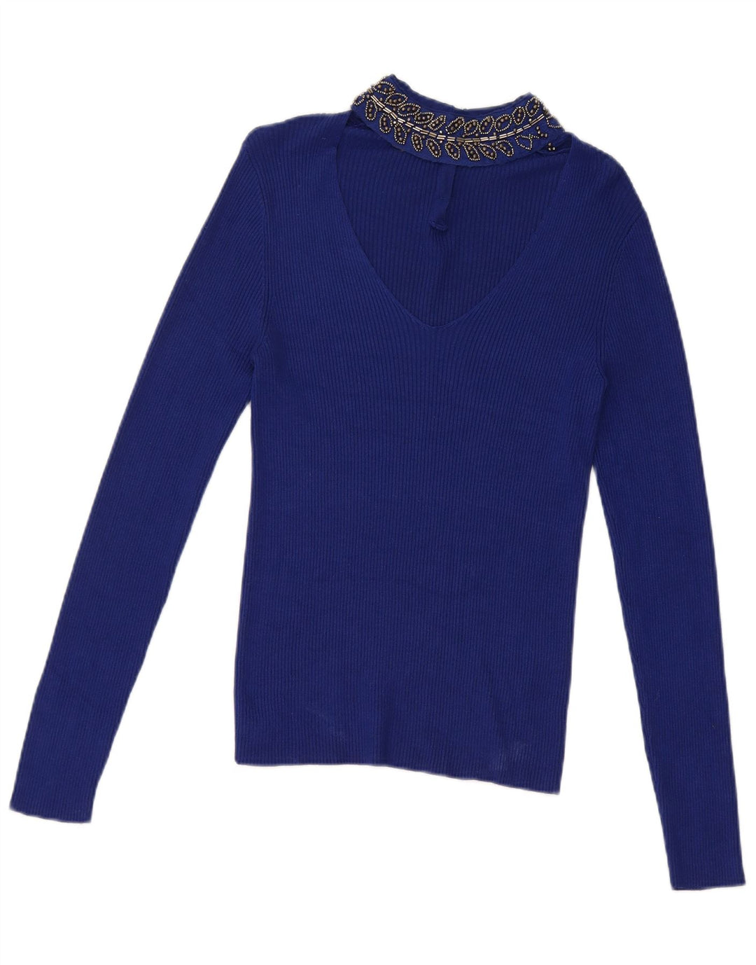 Damski krótki top Oasis UK 8 Small w kolorze niebieskim z wiskozy