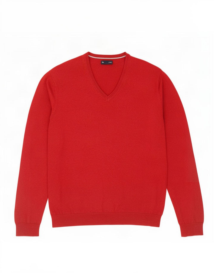 Męski sweter Gap z dekoltem w kształcie litery V, XL, czerwony, bawełniany