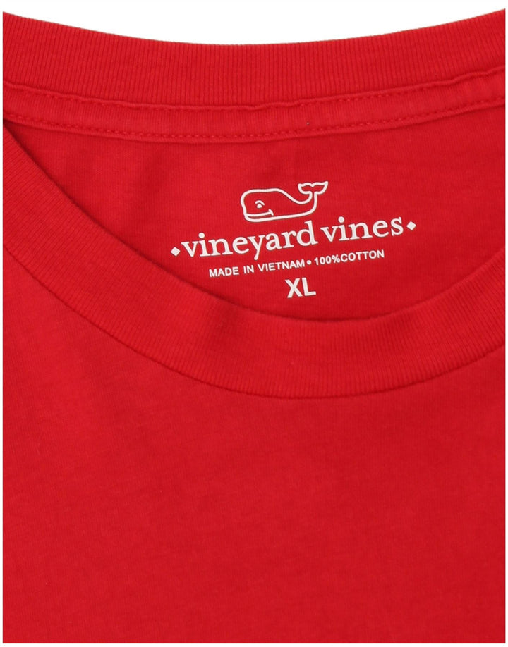 Męski graficzny top VINEYARD VINES z długim rękawem XL, czerwony, bawełniany
