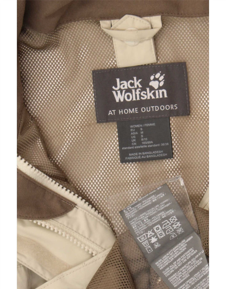 Damska kurtka przeciwdeszczowa z kapturem Jack Wolfskin UK 8/10 Small Beżowy poliamid