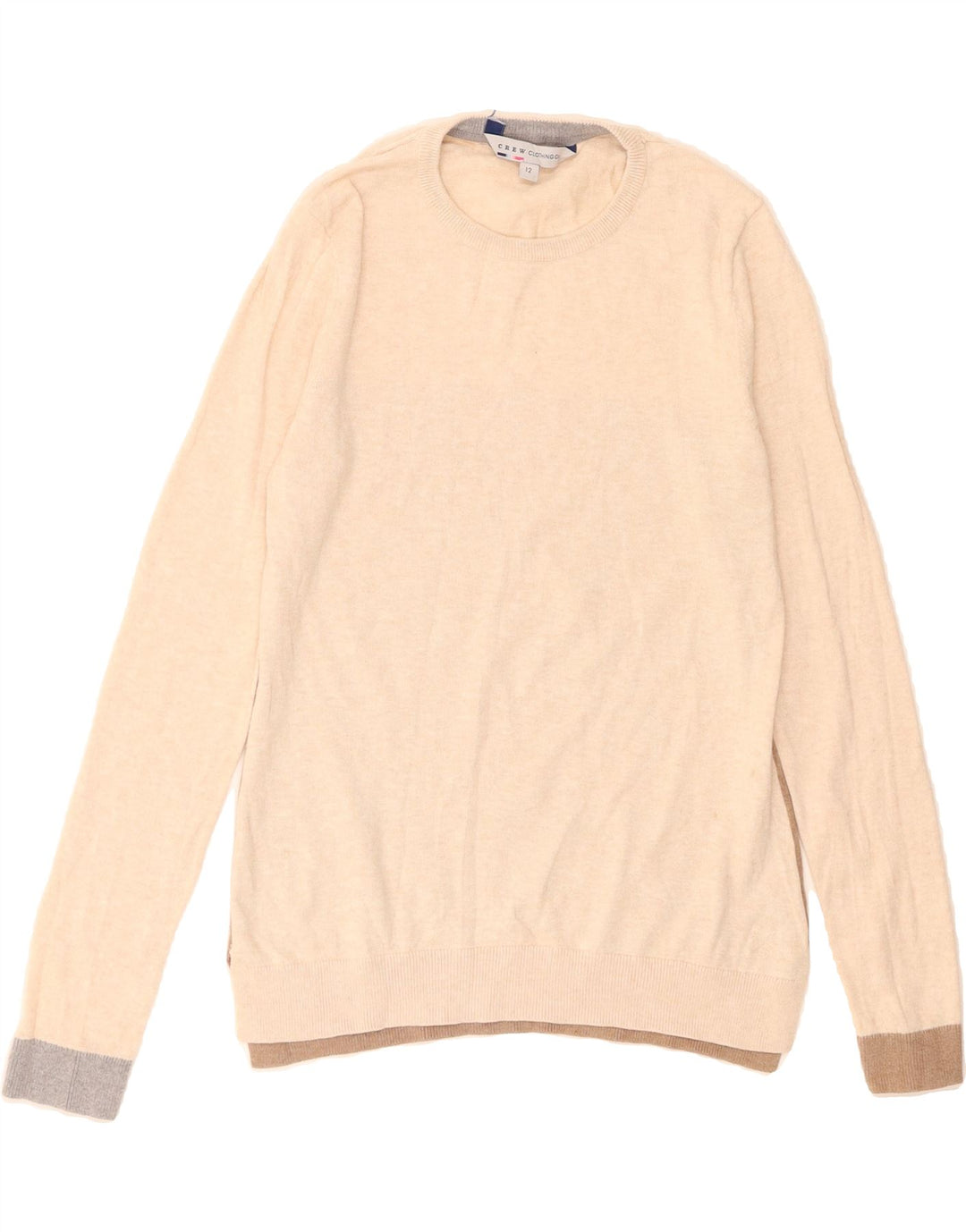 CREW CLOTHING Womens Crew Neck Jumper Sweater UK 12 Medium  Beige Vintage Crew Clothing and Second-Hand Crew Clothing from Messina Hembry 