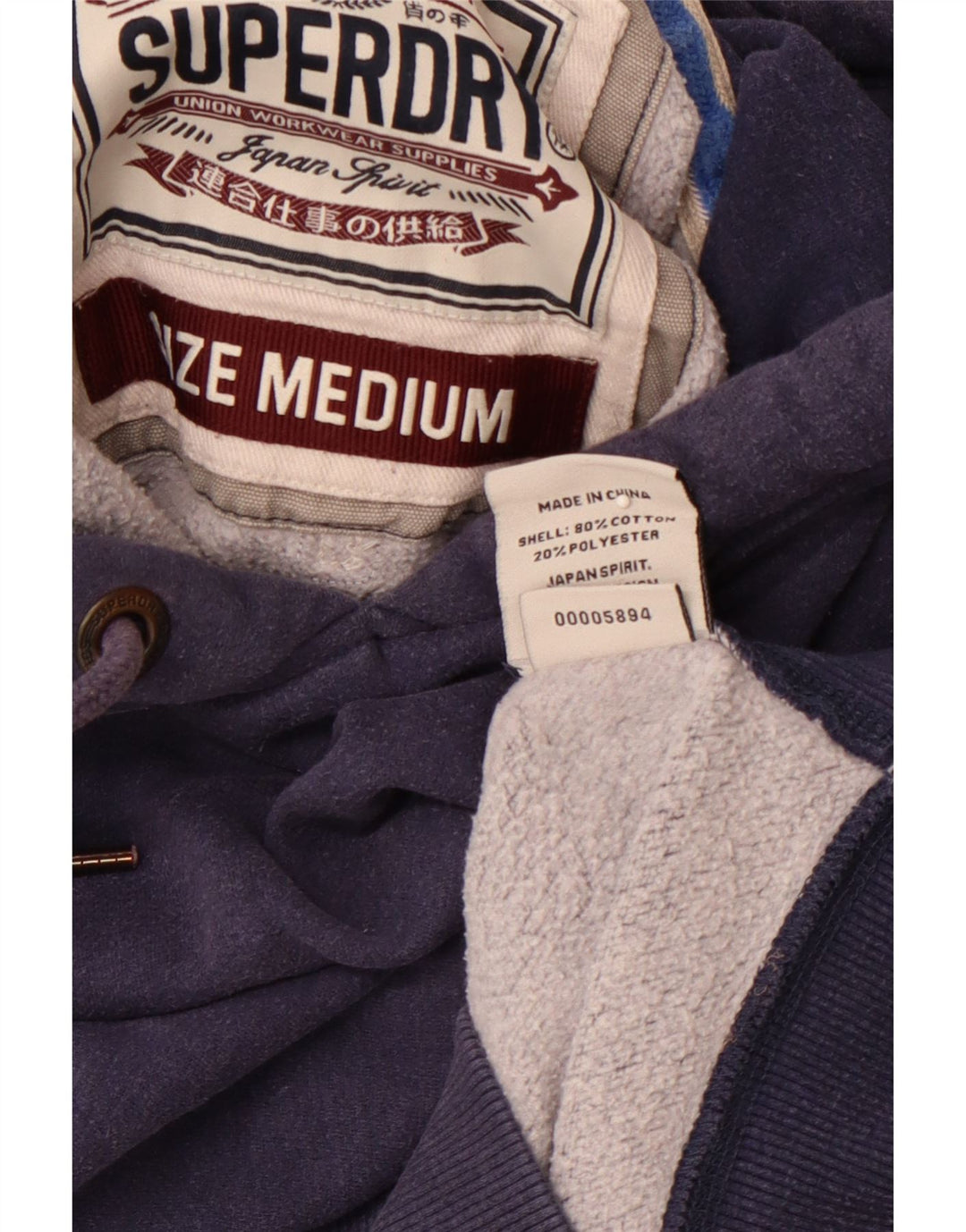 SUPERDRY Męski sweter z kapturem i grafiką, średni granatowy, bawełniany