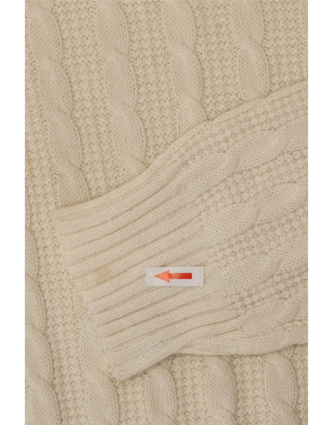 Vintage męski sweter z wycięciem pod szyją, średni złamanej bieli