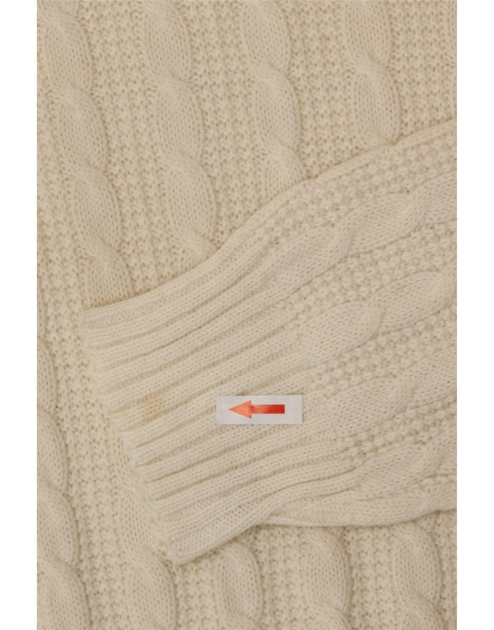 Vintage męski sweter z wycięciem pod szyją, średni złamanej bieli