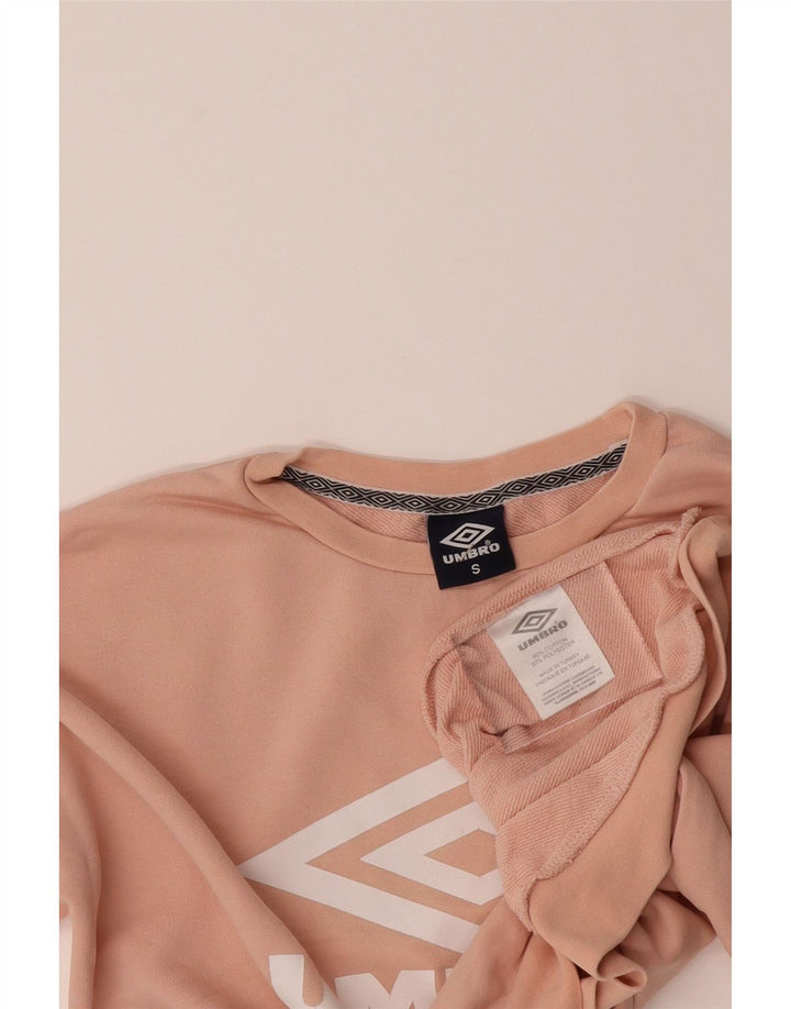 UMBRO Womens Oversized Graphic Sweatshirt Jumper UK 10 Small Pink Cotton Vintage Umbro and Second-Hand Umbro from Messina Hembry 