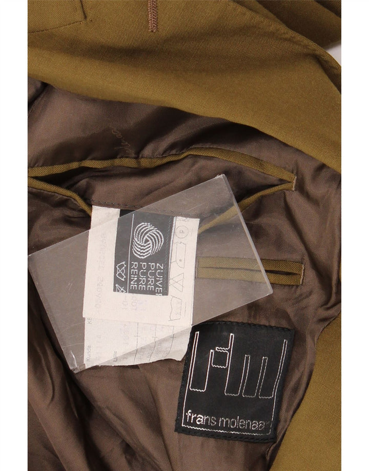 Vintage męska marynarka dwurzędowa UK 38 Medium Khaki, nowa wełna