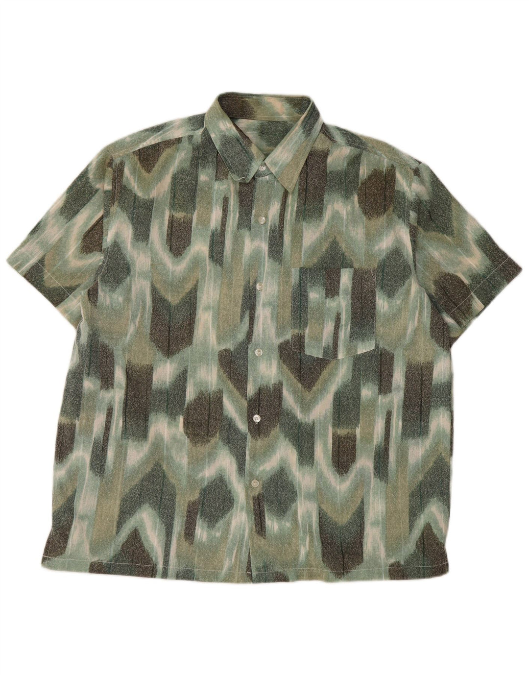 Męska koszula z krótkim rękawem VINTAGE, duża, zielona, geometryczna