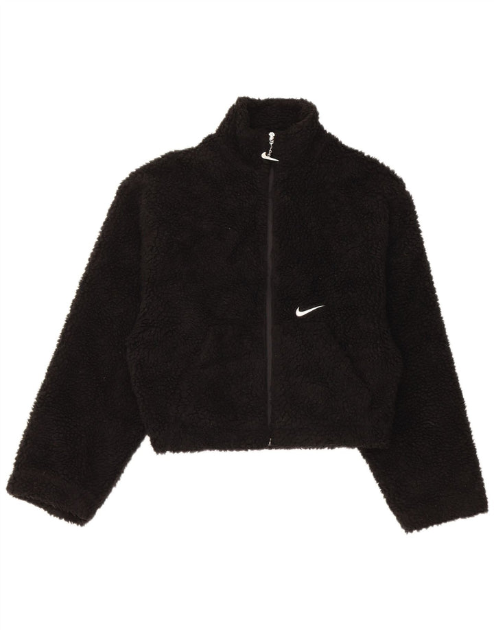 Damska kurtka polarowa Nike Graphic Oversized UK 6 XS, czarna, poliestrowa