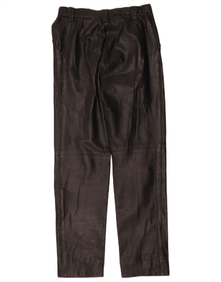Vintage damskie proste skórzane spodnie W28 L28 czarne