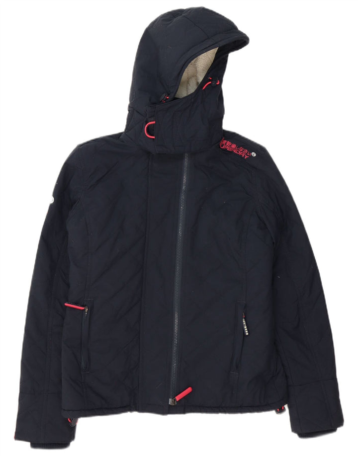 Damska kurtka wiatrówka z kapturem Superdry UK 14, średni granat