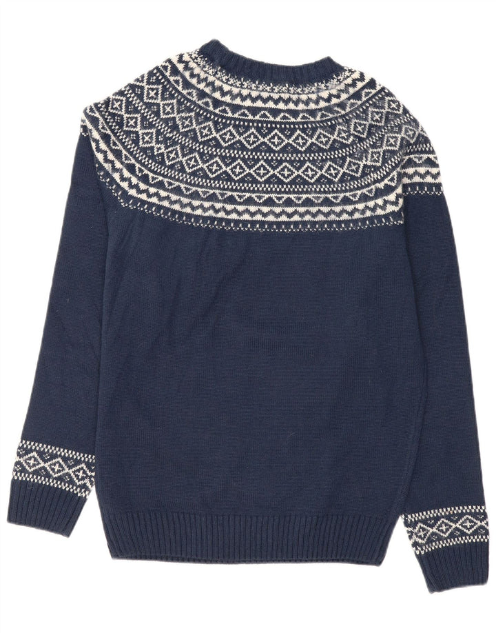 Męski sweter z okrągłym dekoltem Bellfield, średni granatowy, akryl Fair Isle