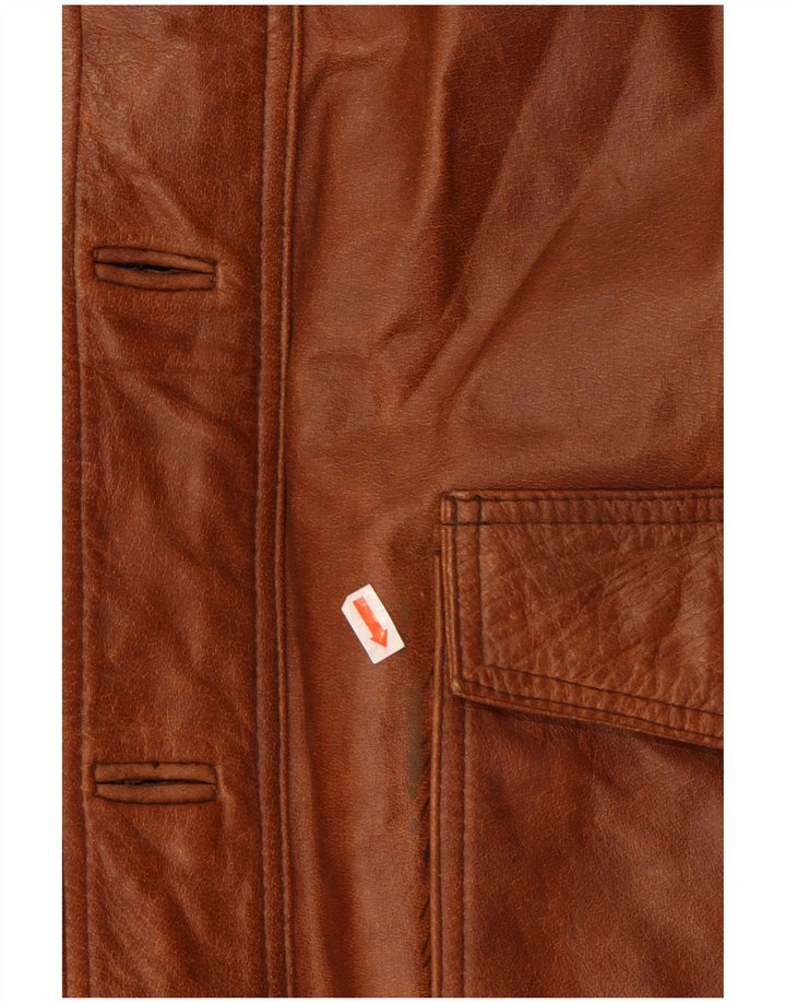 Męska kurtka skórzana UNION RIVER UK 42 XL, brązowa skóra