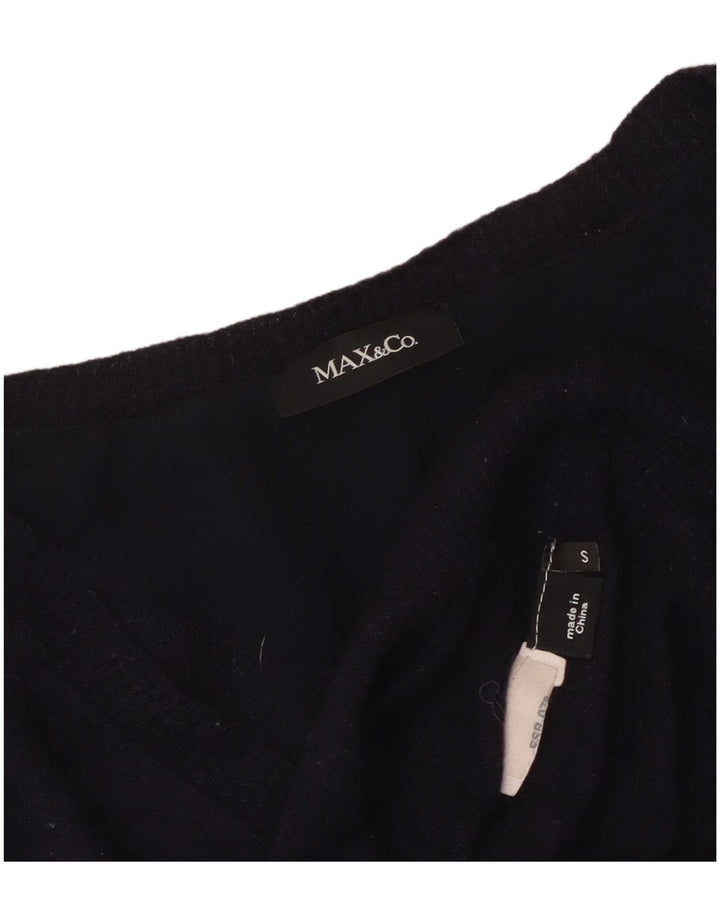 Damski sweter z dekoltem w kształcie litery V Max & Co. UK 10, mały, granatowy