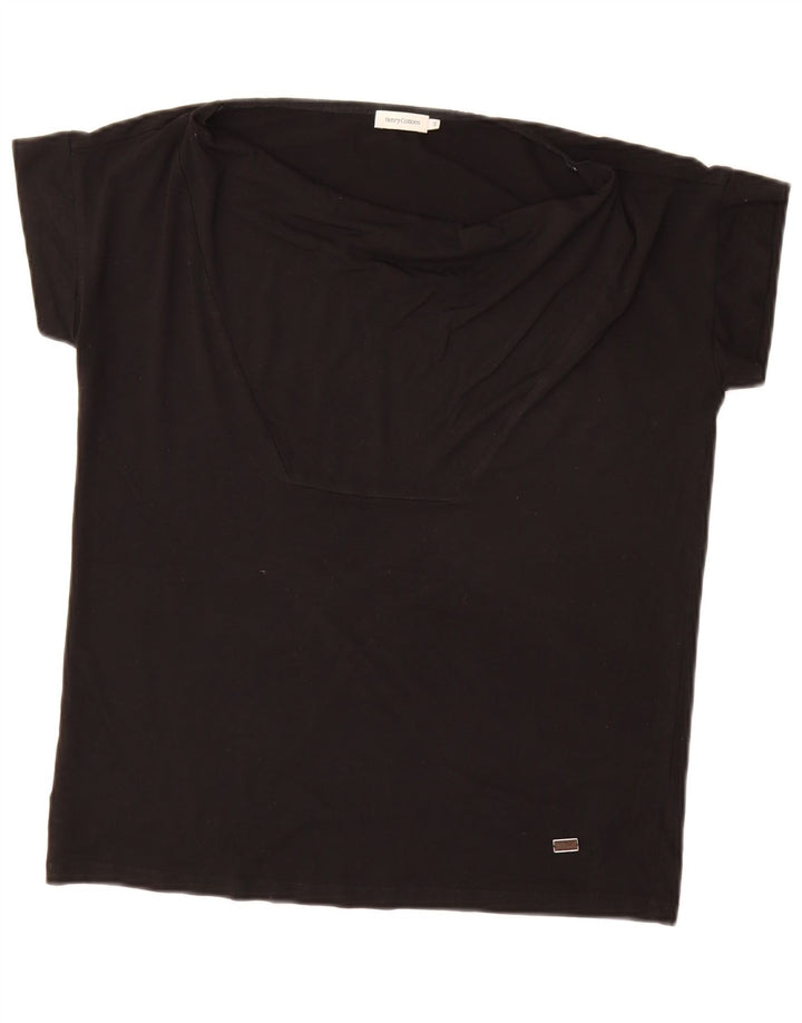 T-shirt damski Henry Cottons Top IT 44 Średnia czarna wiskoza
