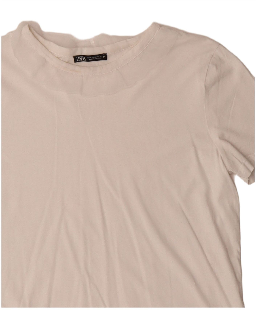 Damski T-shirt Zara Crop Top UK 12 Średni Biały